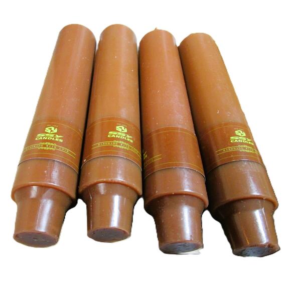 SSY Taper Candles Brown Unscented Pack of Four 7 Inches Unburned Soy Wax - Picture 2 of 2